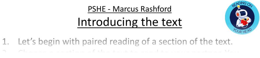 Teaching slides vocabulary - PSHE - Marcus Rashford