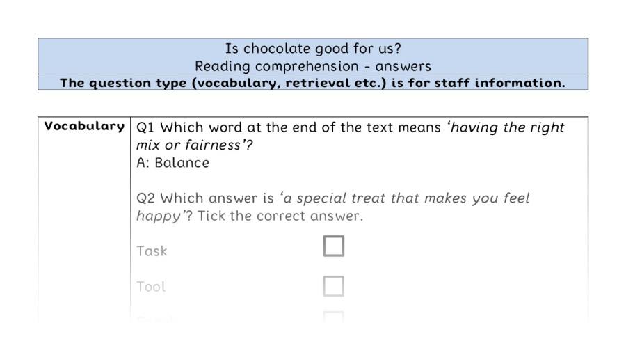 Reading comprehension VRSIPE - Is chocolate good for us - answers