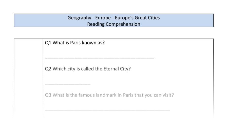 Reading Comprehension-Europes Great Cities-Retrieval Focus