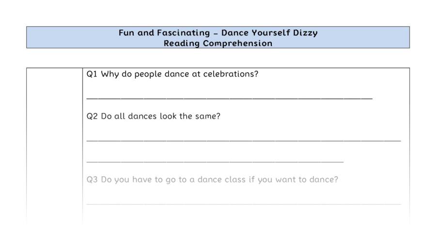 Reading Comprehension-Dance Yourself Dizzy-inference