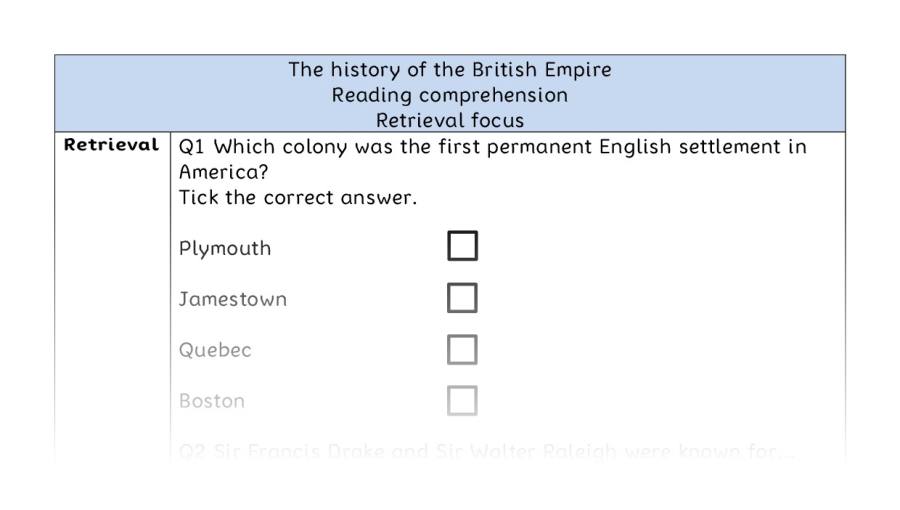 Reading comprehension - retrieval - The history of the British Empire