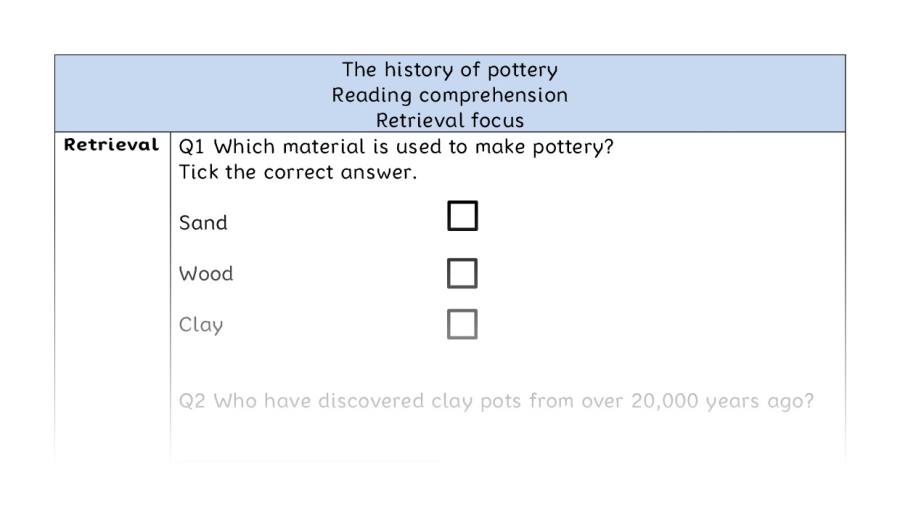 Reading comprehension - retrieval - The history of pottery