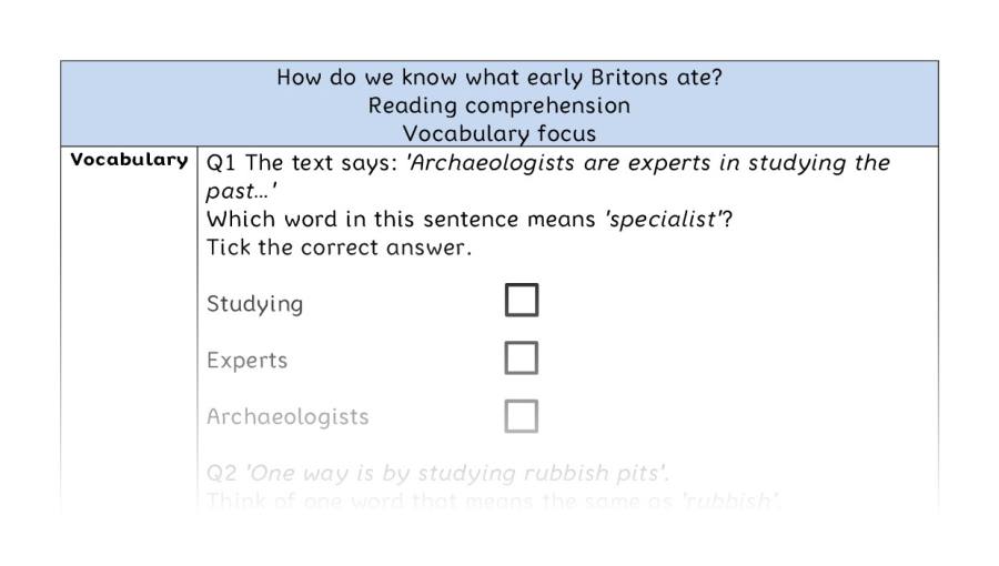 Reading comprehension - vocabulary - How do we know what early Britons ate