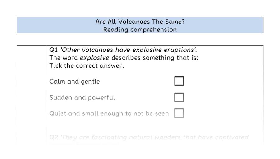 Reading comprehension - VRSIPE - Are All Volcanoes The Same