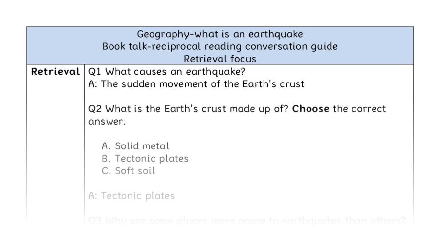 Reciprocal reading-retrieval-what is an earthquake