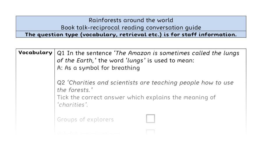 Recioprocal reading-VRSIPE-Rainforests around the world