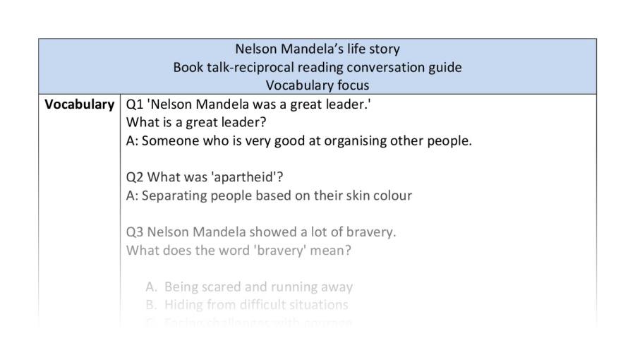 Reciprocal-vocabulary-Nelson Mandelas life story