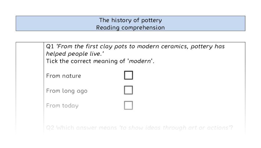 Reading comprehension - VRSIPE - The history of pottery
