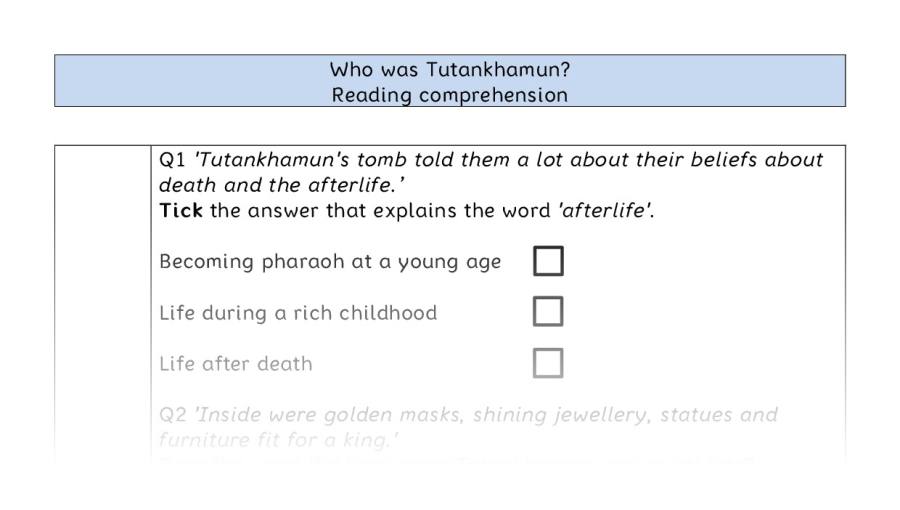 Reading comprehension - VRSIPE - Who was Tutankhamun