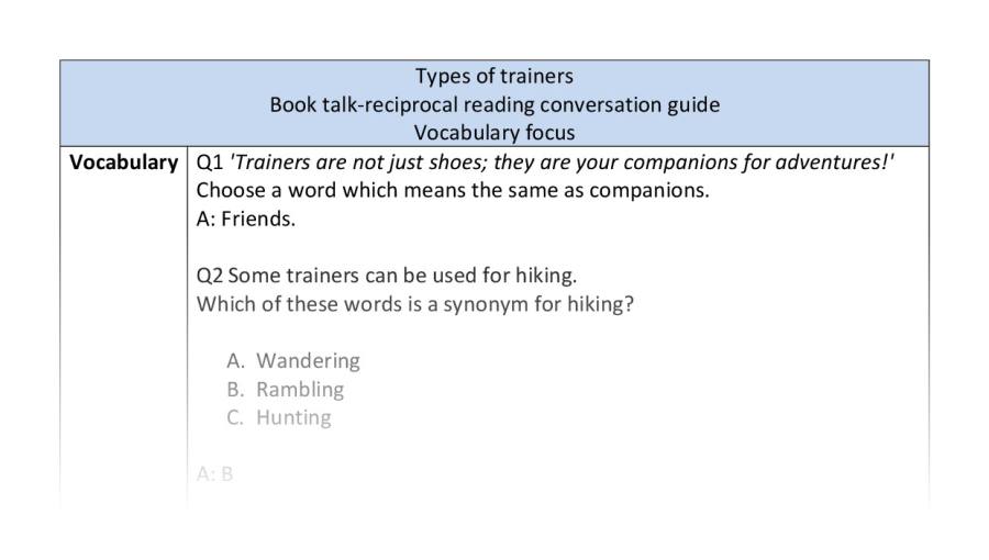 Reciprocal-vocabulary-types of trainers