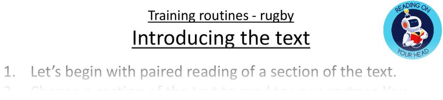 Teaching slides vocabulary - Training routines - rugby