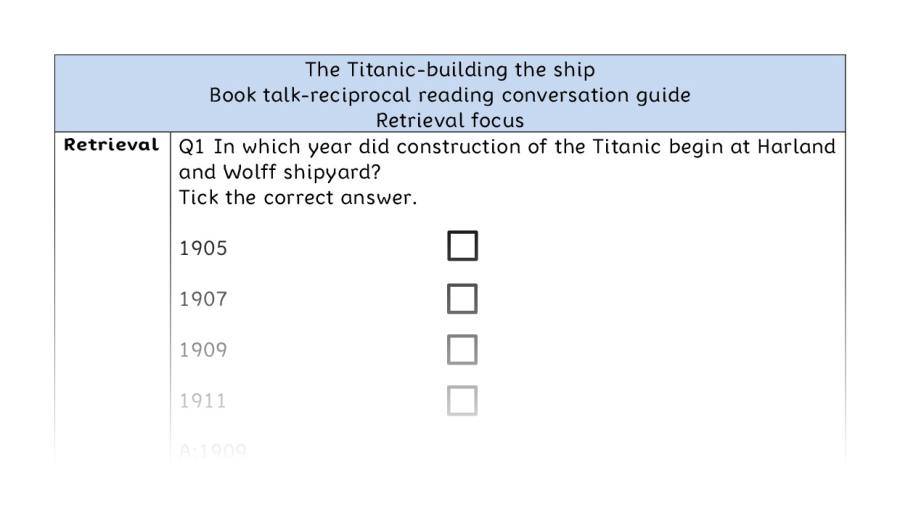 Reciprocal reading - retrieval - The Titanic-building the ship