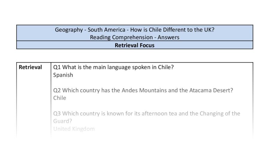 Reading Comprehension-How is Chile Different to the UK-Retrieval Focus-answers