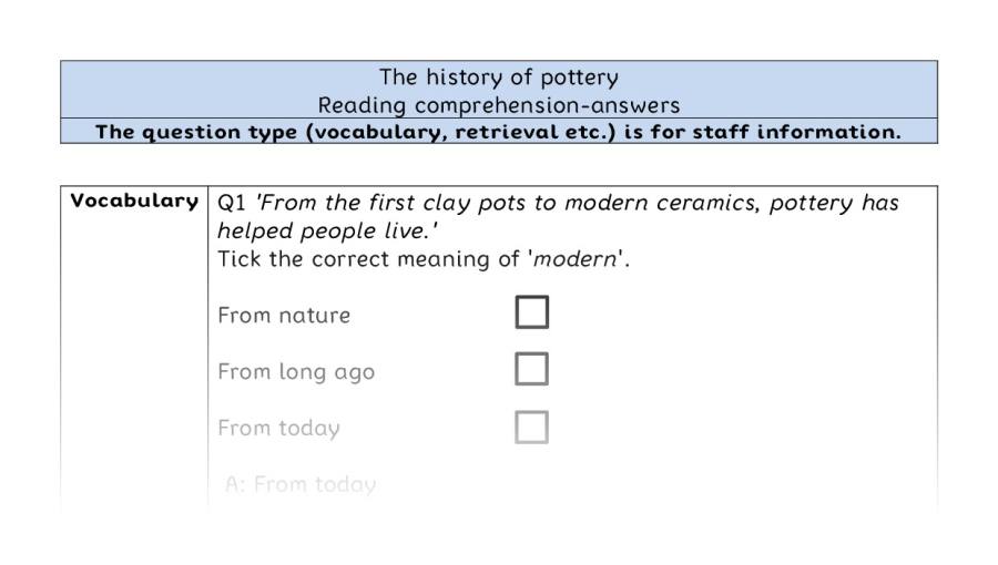 Reading comprehension - VRSIPE - The history of pottery - answers