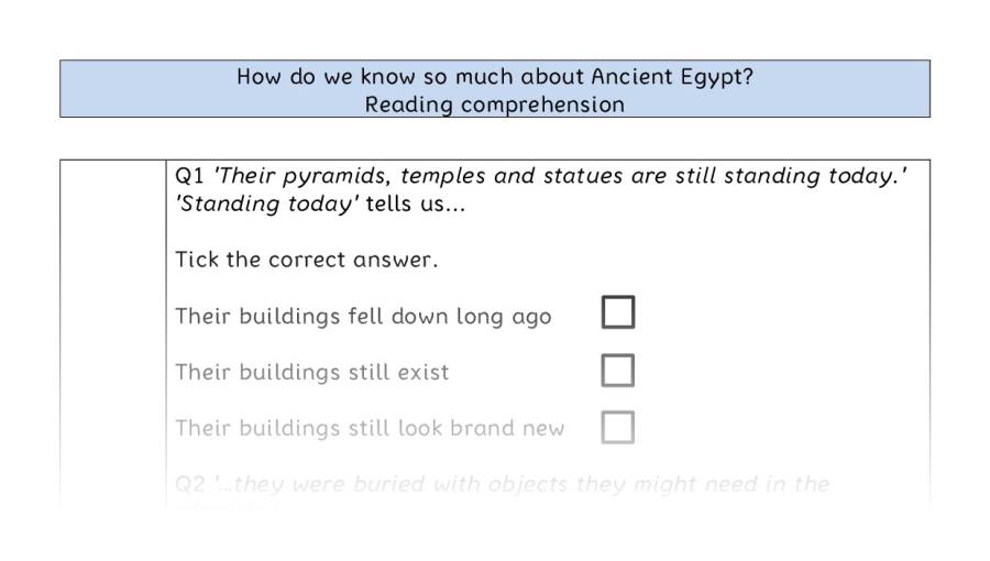 Reading comp-VRSIPE-How do we know so much about Ancient Egypt