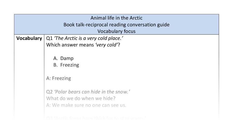 Reciprocal reading - vocabulary - Animal life in the Arctic
