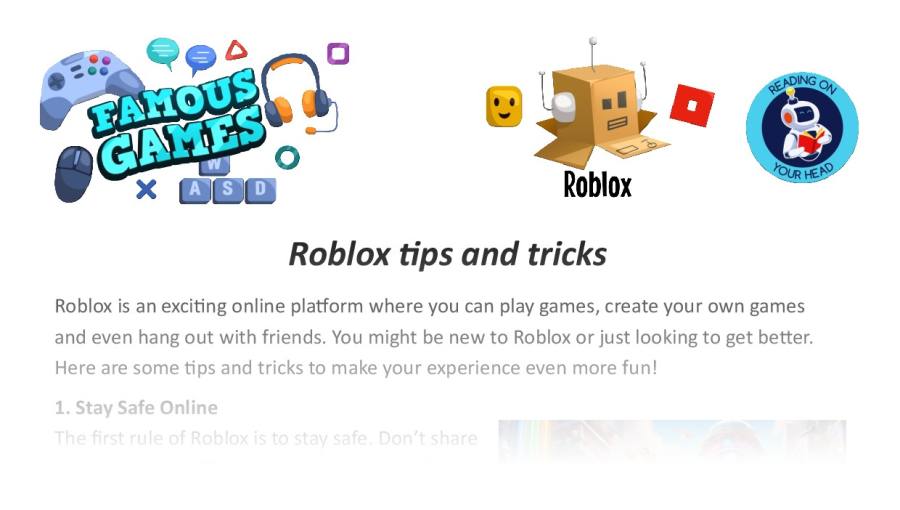 Roblox tips and tricks