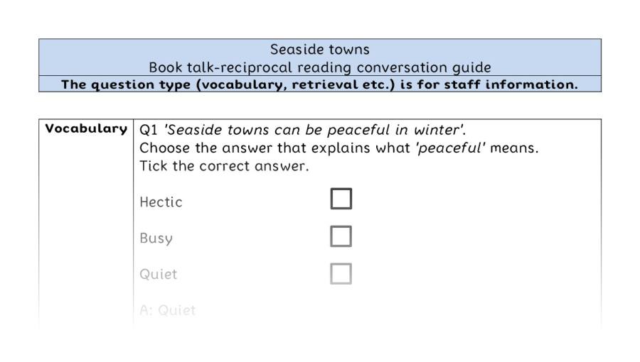 Reciprocal reading - VRSIPE - Seaside towns