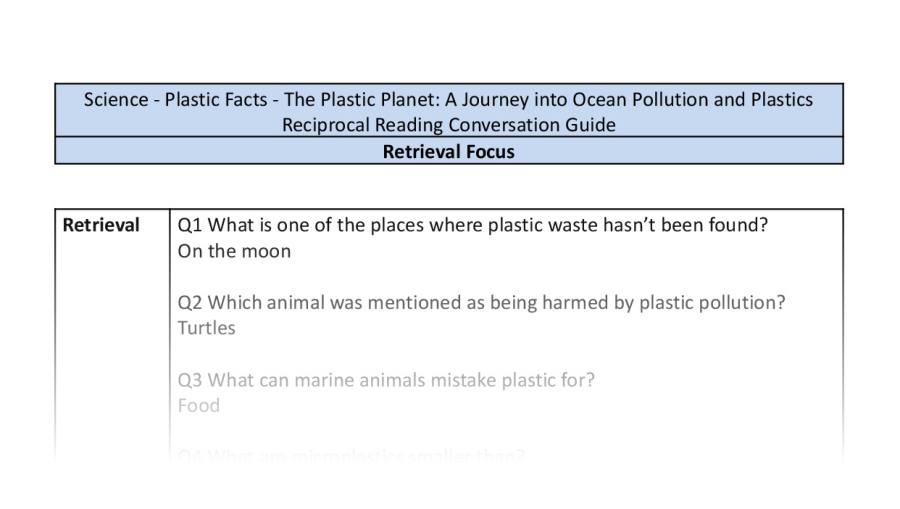 Reciprocal Reading Conversation - The Plastic Planet - Retrieval Focus