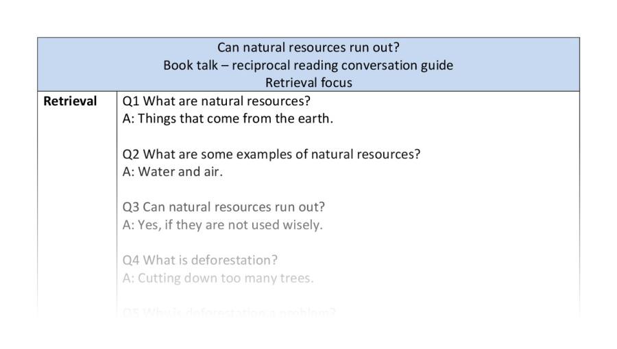 Reciprocal reading - retrieval - Can natural resources run out