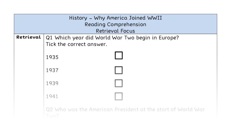 Why America Joined WWII - Reading Comprehension - Retrieval Focus
