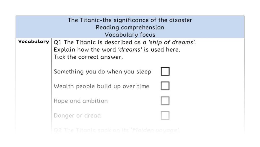 Reading comp-vocabulary-The Titanic-the significance of the disaster