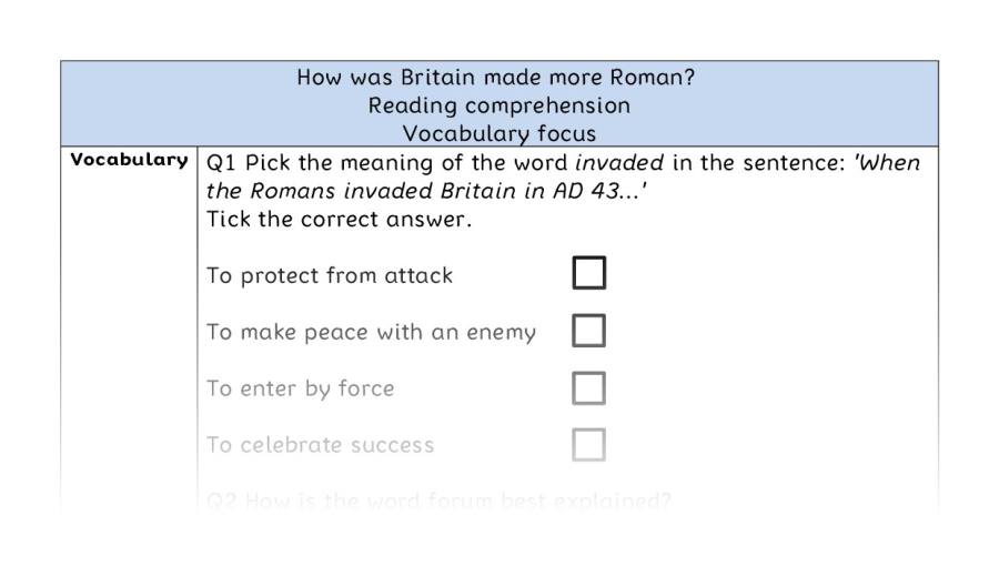 Reading comprehension - vocab - How was Britain made more Roman