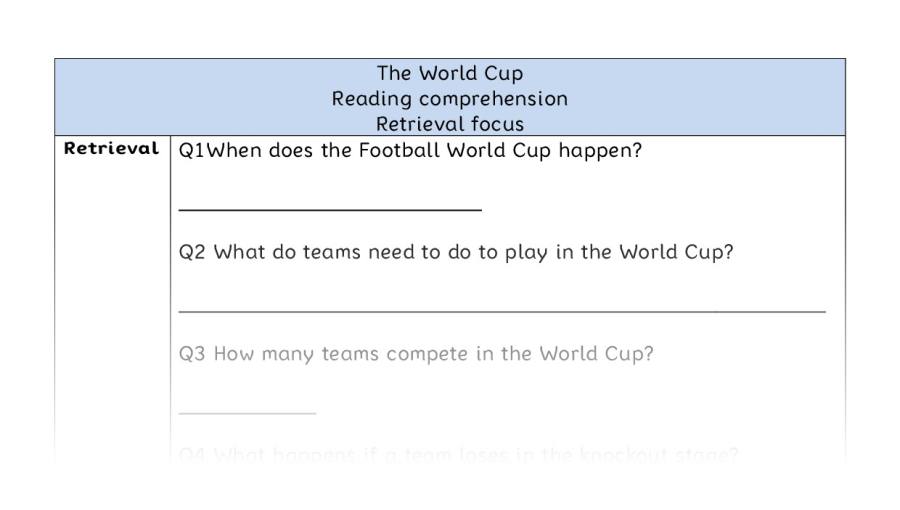 Reading comprehension - retrieval - The World Cup
