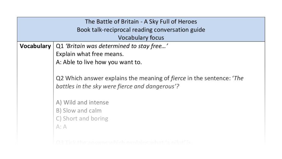Reciprocal reading-vocab-The Battle of Britain - A Sky Full of Heroes