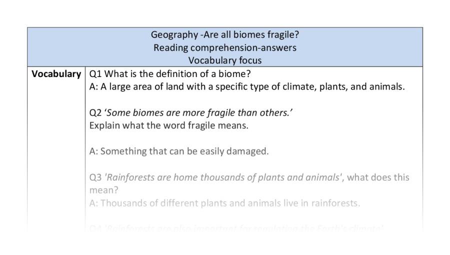 Reading comprehension - vocabulary -Are all biomes fragile