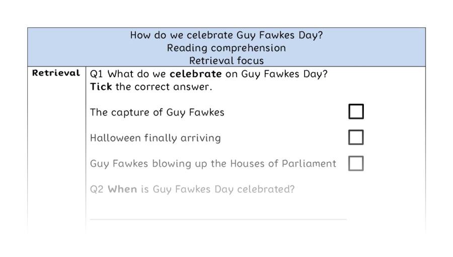 Reading comprehension - retrieval - How do we celebrate Guy Fawkes Day