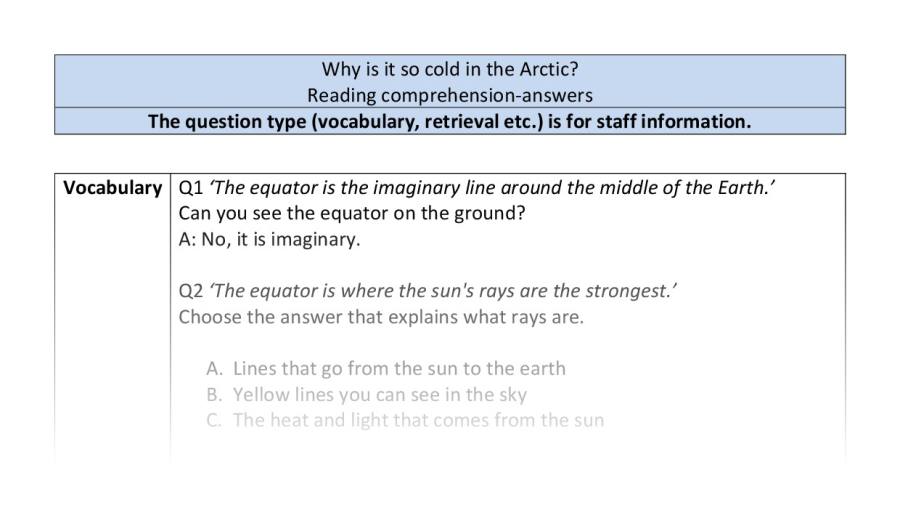 Reading comprehension - VRSIPE - Why is it so cold in the Arctic