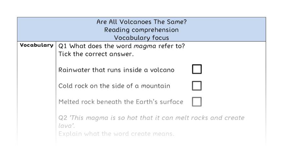 Reading comprehension - vocabulary - Are All Volcanoes The Same