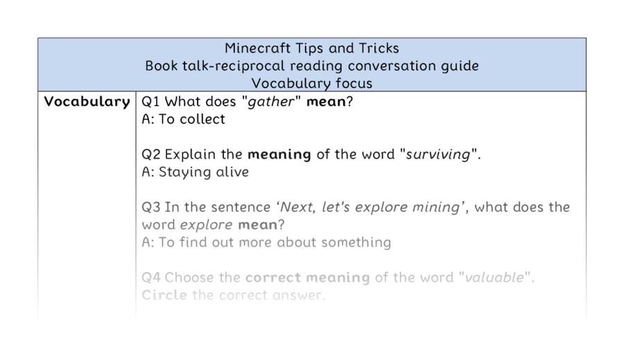Reciprocal-Minecraft Tips and Tricks-vocabulary