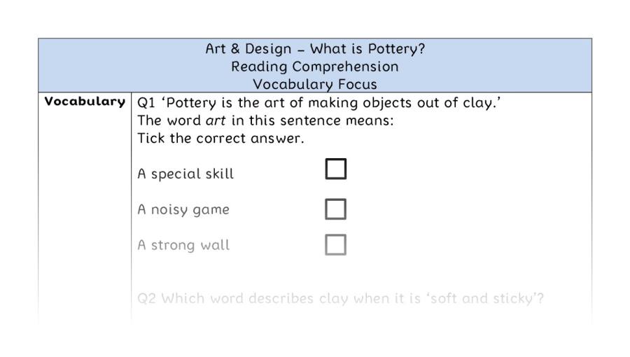 What is Pottery - Reading Comprehension - Vocabulary Focus