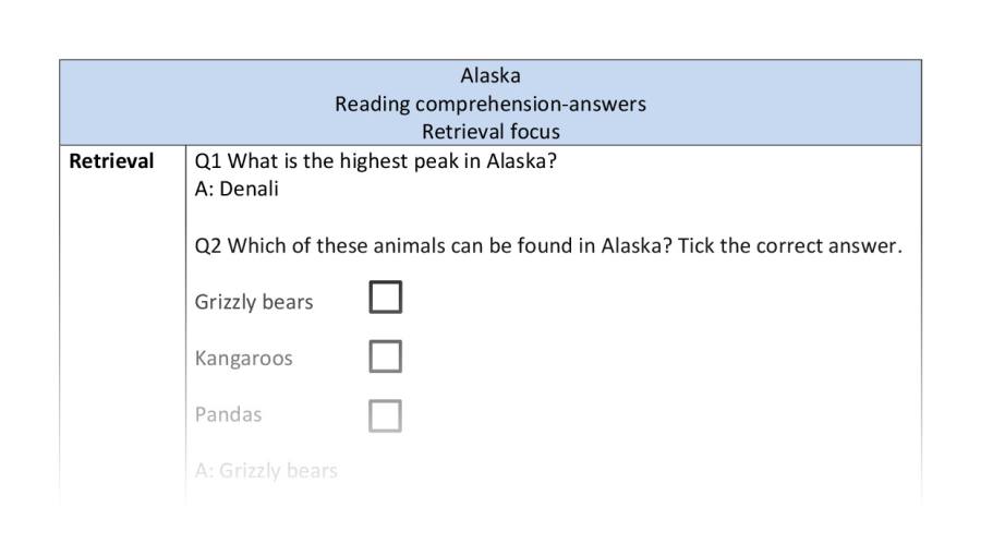 Reading comprehension - Alaska - retrieval