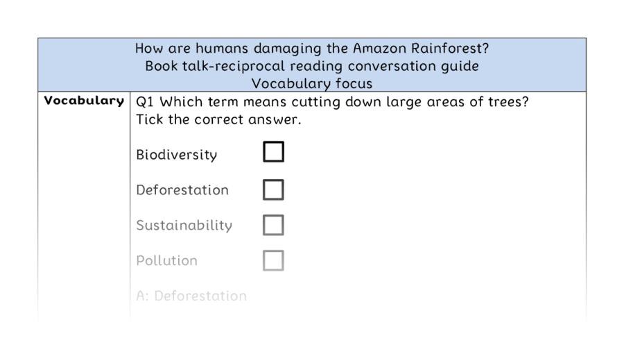 Reciprocal-vocabulary-How are humans damaging the Amazon Rainforest