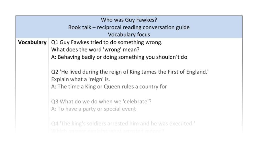 Reciprocal-vocabulary-who was Guy Fawkes
