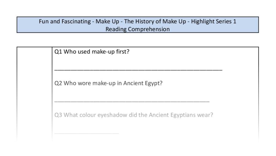 Reading Comprehension-The History of Make Up-Retrieval