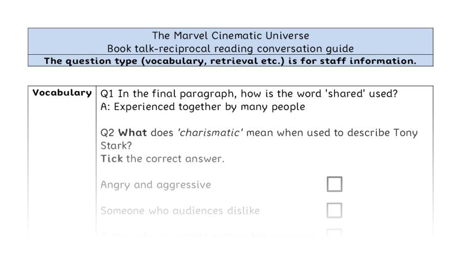 Reciprocal reading - VRSIPE - The Marvel Cinematic Universe