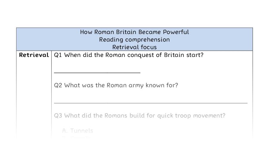 Reading comprehension - retrieval - How Roman Britain Became Powerful