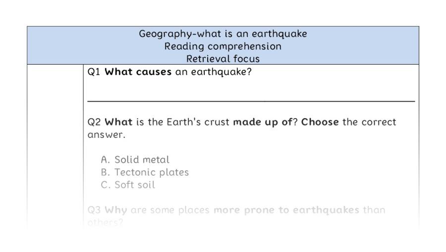 Reading comp-retrieval-what is an earthquake
