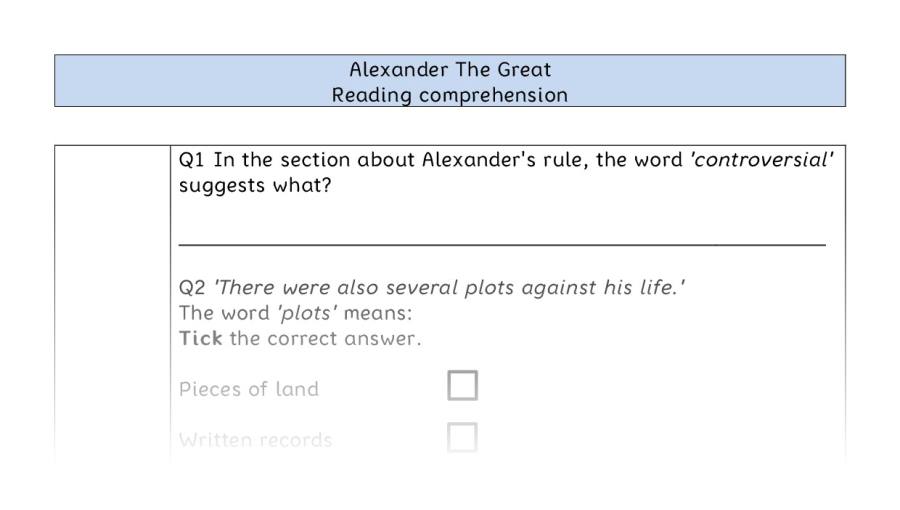 Reading comprehension - VRSIPE - Alexander The Great