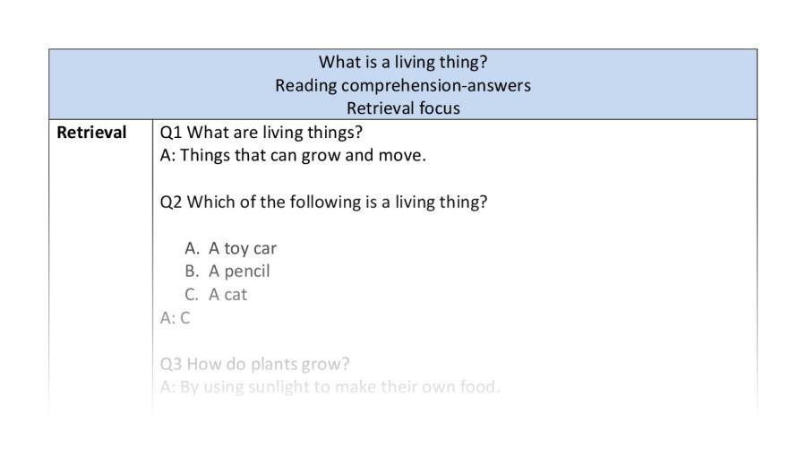 Reading comprehension - retrieval - What is a living thing