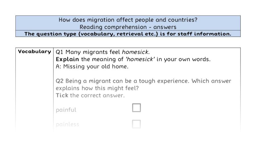 Reading comprehension VRSIPE - How does migration affect people and countries - answers