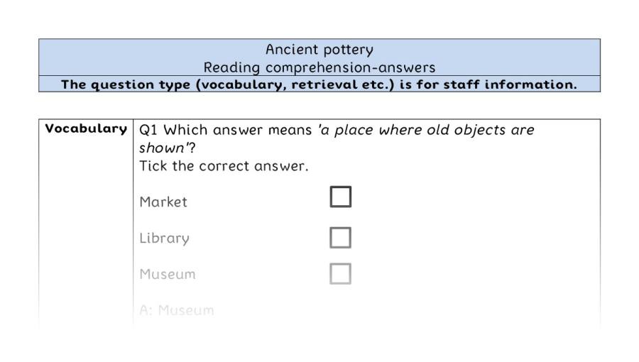 Reading comprehension - VRSIPE - Ancient pottery - answers