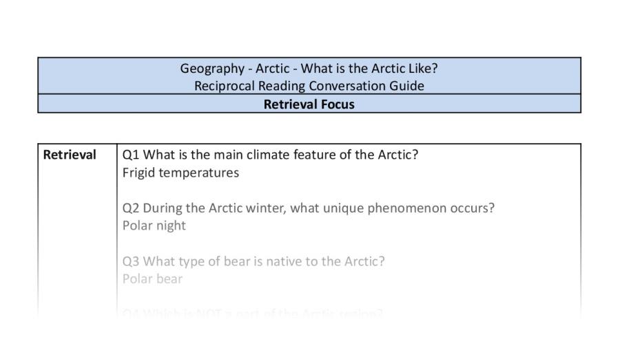 Reciprocal Reading Conversation - What is the Arctic Like - Retrieval Focus