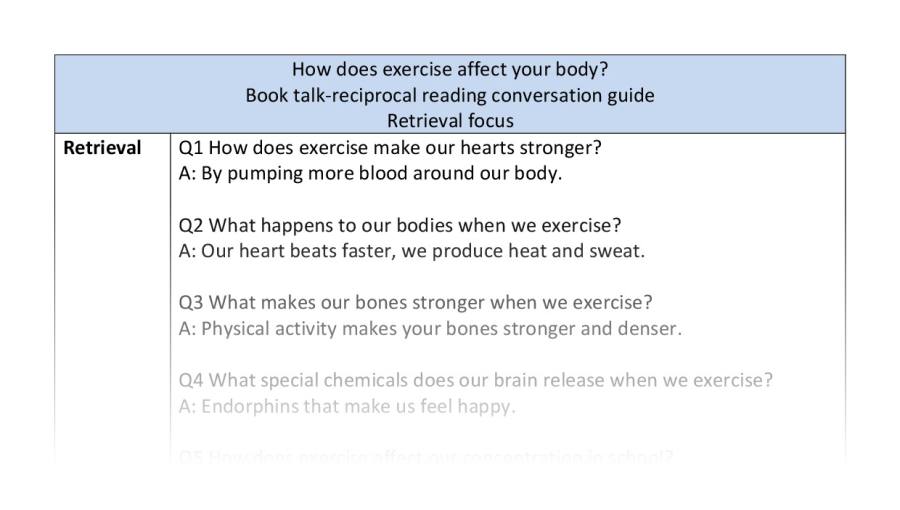 Reciprocal - retrieval - How does exercise affect your body