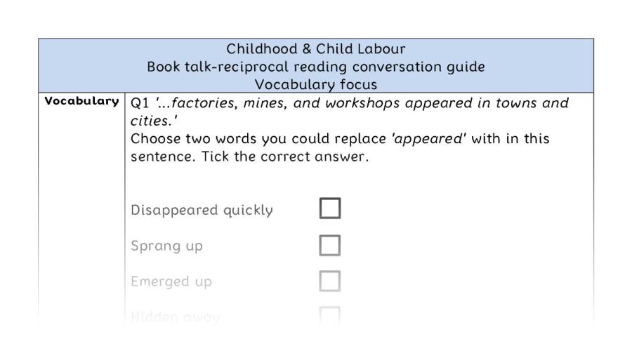 Reciprocal reading - vocabulary - Childhood & Child Labour