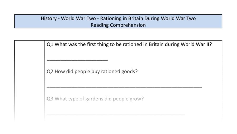 Comp - Rationing in Britain during World War Two - retrieval focus